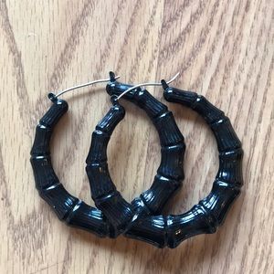 Black bamboo hoop earrings